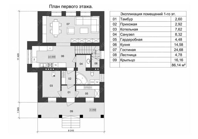 Дом из керамических блоков КБ-019