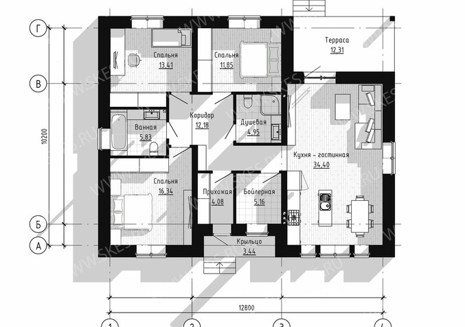 Дом 130 кв.м проект из кирпича Тула планировка