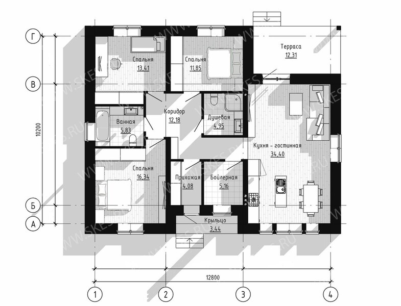 Дом 130 кв.м проект из кирпича Тула планировка